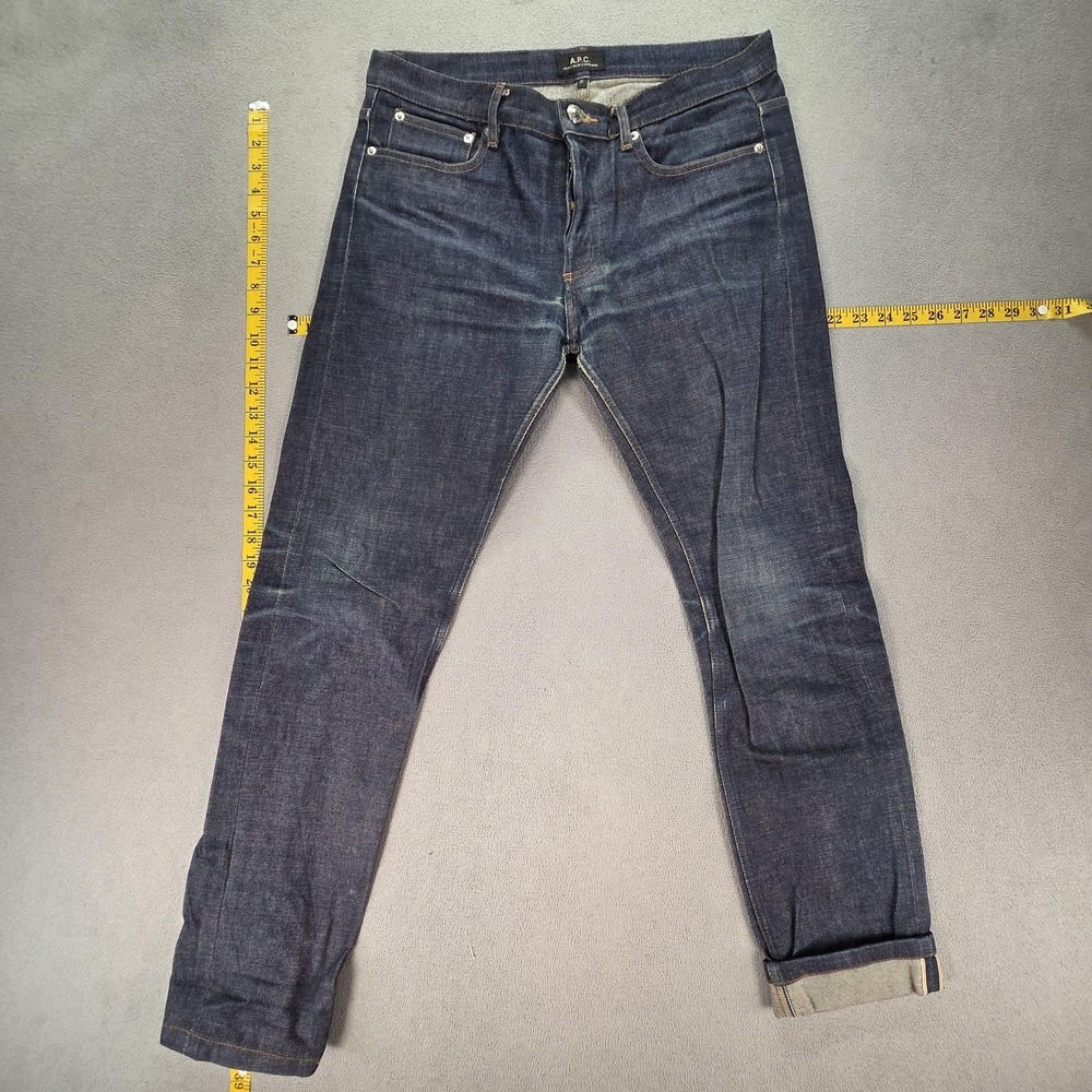 A.P.C. Jeans Mens Blue Dark‎ Wash Slim Whiskers Honeycomb Fits 31x29